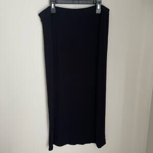 Kindred Bravely Black Ribbed Bamboo Maternity & Postpartum Midi Skirt (XL)